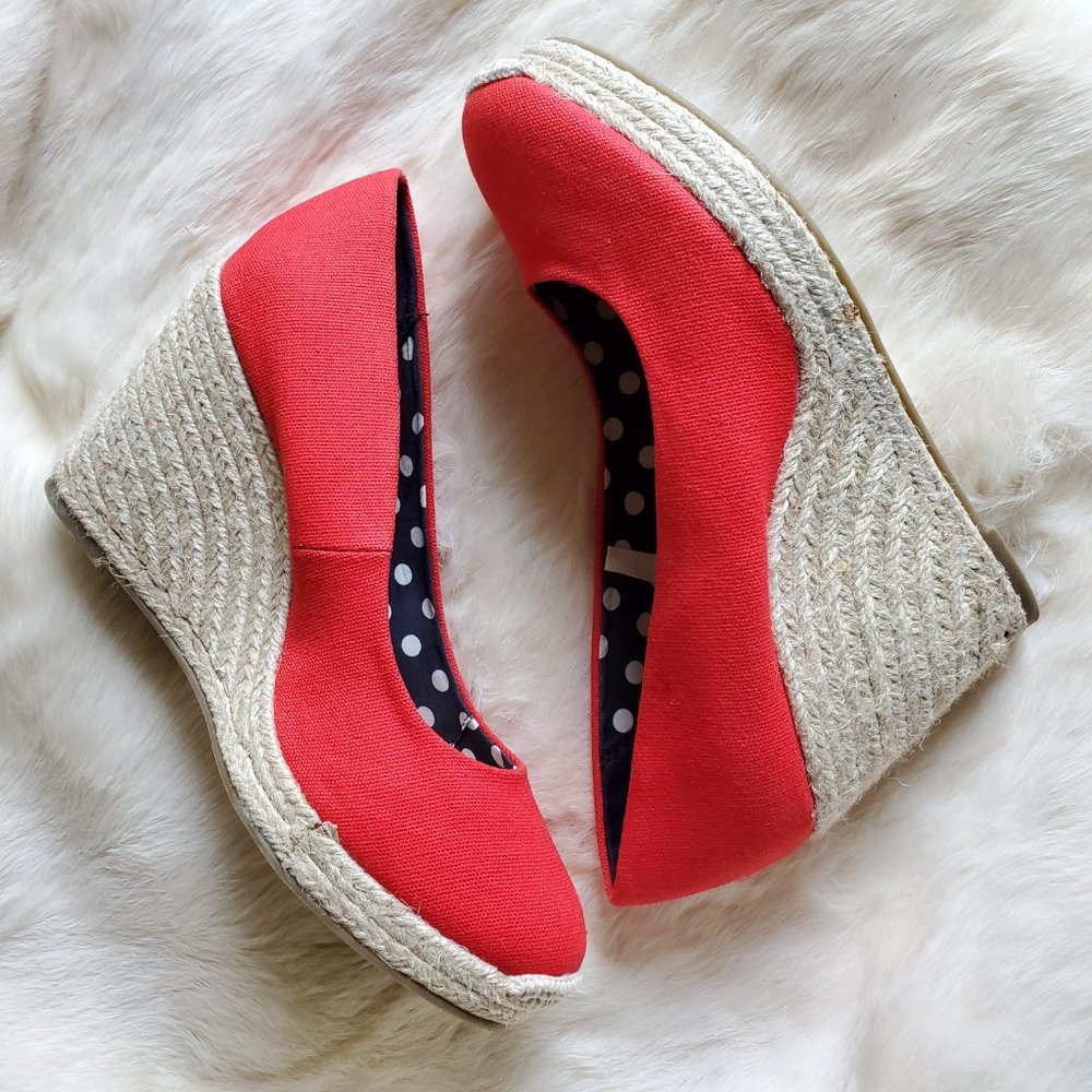 Merona Cherry Red Espadrille Wedges SZ 9